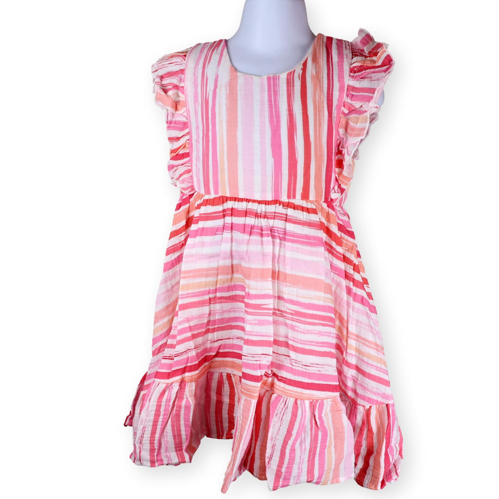 Cheeky Plum Baby Girls Summer Pink White Striped Woven Top 12-18 mos NWT